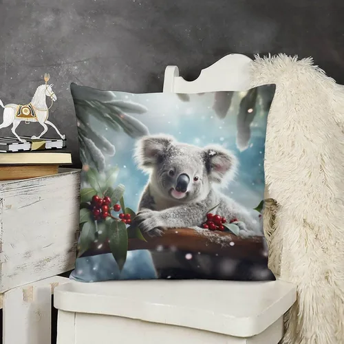 Vista 16 de Fundas de almohada cuadradas de 12 x 12 pulgadas, Koala, Navidad, nieve, invierno, animales, sofá, fundas de cojín Koala australianas