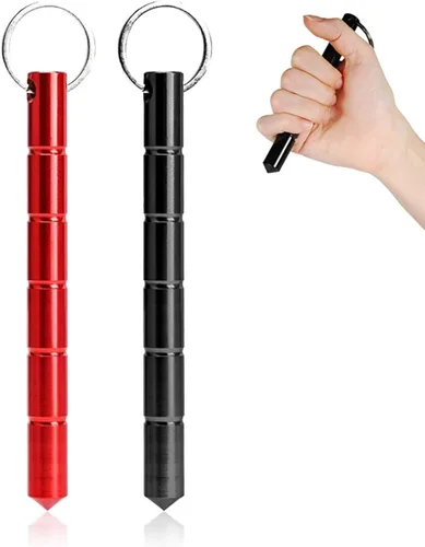 Vista 2 de 2 armas de autodefensa, herramienta táctica para romper cristales, decoración de llavero, Negro, Rojo