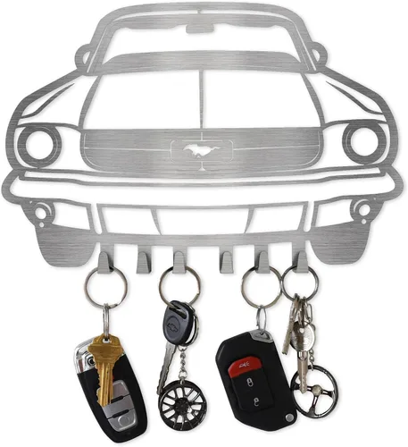 Vista 27 de MOOH Llavero de metal automotriz con 6 ganchos, regalo único para amantes de los automóviles montado en la pared para hombres y mujeres, decoración
