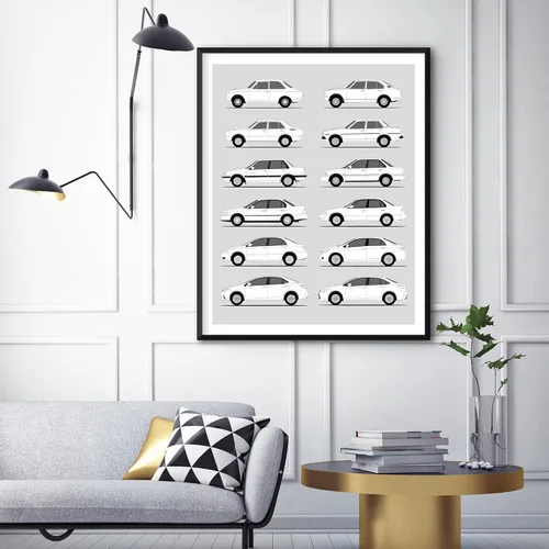 Vista 3 de Idea Network Póster hecho a mano compatible con Toyota Corolla Print Wall Art Decoración hecha a mano del Corolla Sprinter Generations History