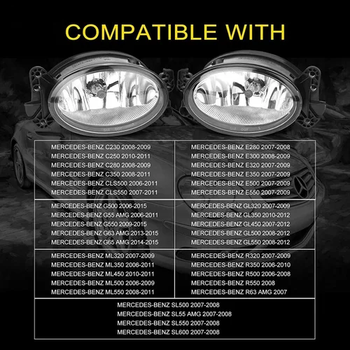 Vista 5 de Par de luces antiniebla para parachoques delantero con bombillas halógenas 9006 para Mercedes Benz CLK E ML Class, se adapta a OE 1698201656