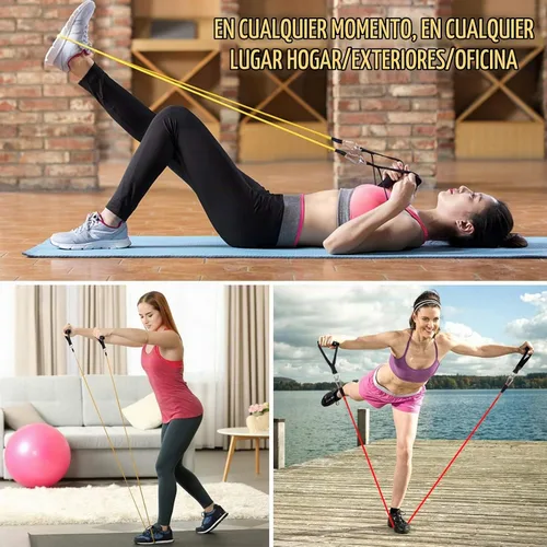 Vista 2 de Resistance Bands Set, Workout Bands with Handles, 5 Levels