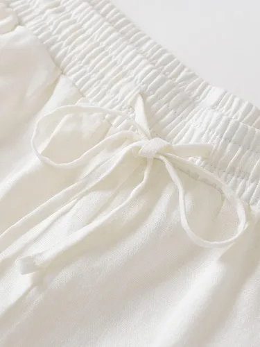 Vista 4 de Weintee Pantalones de playa casuales de lino con bolsillos para hombre