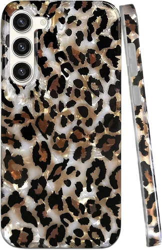 Vista 3 de J.west Funda para Samsung Galaxy S23 Plus de 6.6 pulgadas, Funda de Lujo con Estampado de Leopardo y Guepardo, Diseño Translúcido y Nacarado, Funda