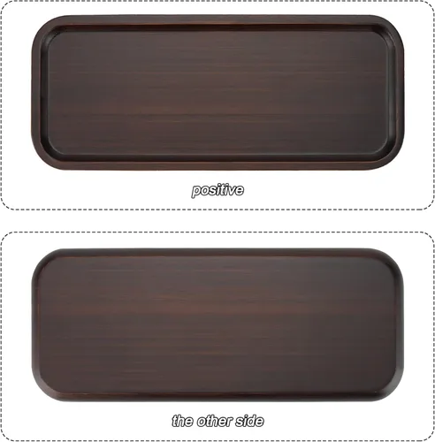 Vista 4 de JOIKIT Bandeja rectangular de madera de nogal de 14 x 5.9 pulgadas, bandeja de baño de madera maciza decorativa para galletas, pan, queso, café, té