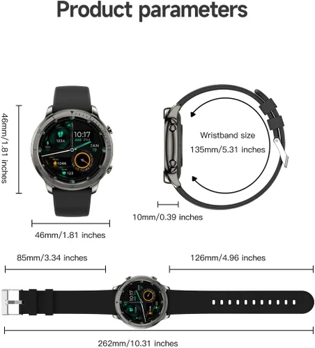 Vista 8 de AOLON Reloj inteligente para hombres y mujeres (respuesta/hacer llamadas), pantalla IPS HD de 1.46 pulgadas, rastreador de fitness, más de 100 modos