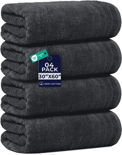 Vista 32 de DAN RIVER Paquete de 2 sábanas de baño de 35x70 pulgadas, sábanas de baño jumbo acanaladas para adultos, toallas grandes gruesas y absorbentes