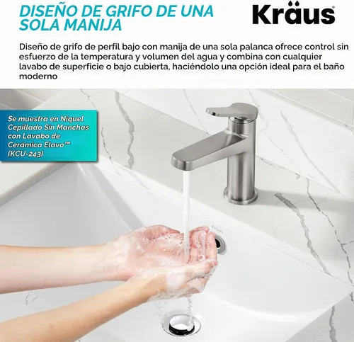 Vista 7 de KRAUS Indy Grifo de Lavabo de un Orificio de una Sola Manija en Cromo, KBF-1411CH Cromado