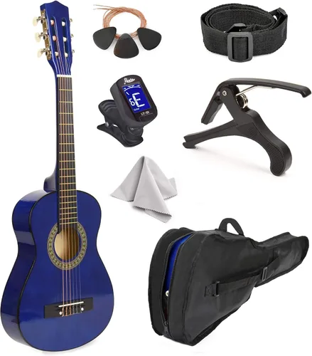 Vista 11 de Guitarra de madera para zurdos de 30 pulgadas con estuche y accesorios para niños, niñas, niños, adolescentes, principiantes (30 pulgadas, negro)