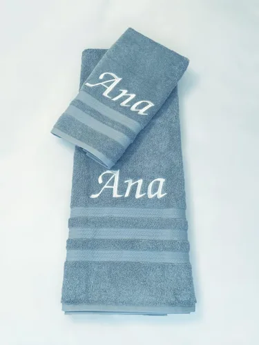 Vista 2 de Liberty21 Toallas de baño y manos bordadas de lujo, 100% algodón. Toallas bordadas personalizadas con monogramas. El juego incluye 1 toalla de baño