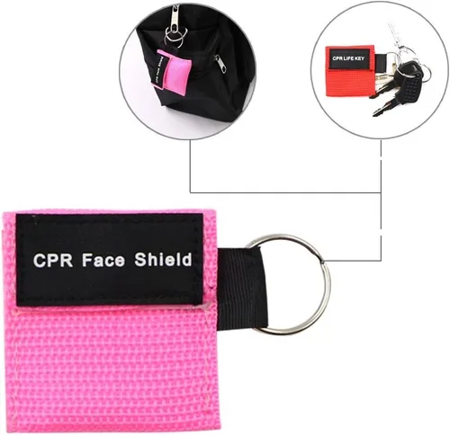 Vista 4 de CPR Face Shield Mask Keychain Keying Emergency Kit CPR Face Shields Pocket Mask for First Aid or CPR