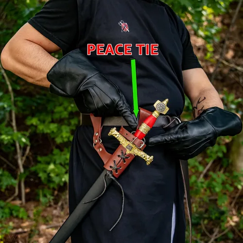 Vista 28 de Armory Replicas™ - Rana espada de cuero hecha a mano – Disfraz medieval LARP hebilla ajustable y cinturón de arma con cable soporte