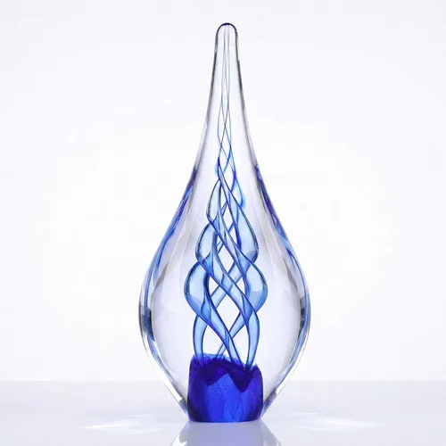Vista 8 de Escultura de vidrio soplado a mano, decoración de estilo Murano, figuras de colección de arte de vidrio transparente, estatua decorativa de lágrima