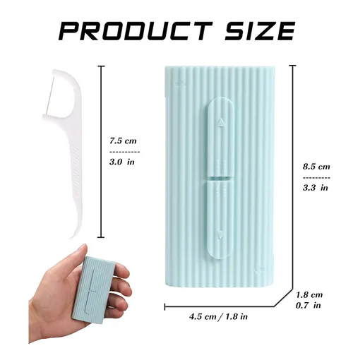 Vista 2 de Estuche portátil para hilo dental, almacenamiento de 10 palillos para adultos en caja. La mejor herramienta para la limpieza de dientes y el cuidado