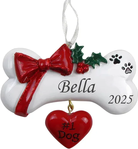 Vista 9 de Adorno de Navidad personalizado para perros 2025 – Bad to The Bone – Recuerdo personalizado para mascotas – Nuevo adorno para cachorros – Primera