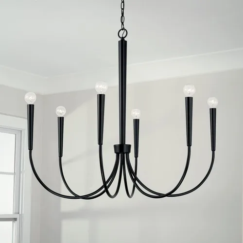 Vista 2 de Capital Lighting 445961MB Holden - Candelabro redondo moderno, 6 luces, 360 vatios totales, 31 pulgadas de alto x 33 pulgadas de ancho, negro mate