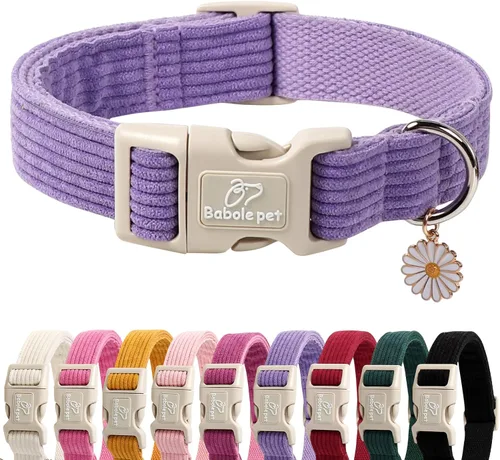 Vista 33 de Lindo Collar de Corduroy para Perro - Collar Ajustable Negro para Perros Pequeños de 4-10lbs, Resistente al Desvanecimiento con Cierre Seguro