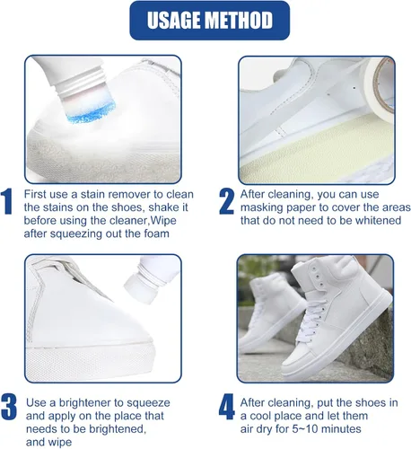 Vista 7 de El kit de limpiador de zapatos incluye limpiador de zapatos y blanqueador de zapatos, limpiador de zapatos blanco fácil de usar con cabezal