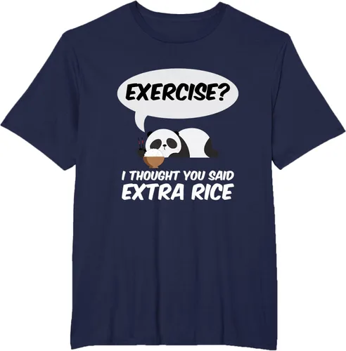 Vista 45 de ¿Ejercicio? I Thought You Said Extra Rice Panda Gift T-Shirt, Negro, S