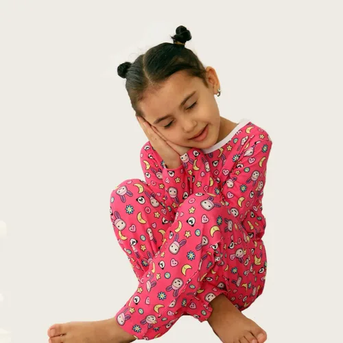 Vista 4 de Masha and The Bear Conjunto de pijama Kool Kawaii de manga larga rosa