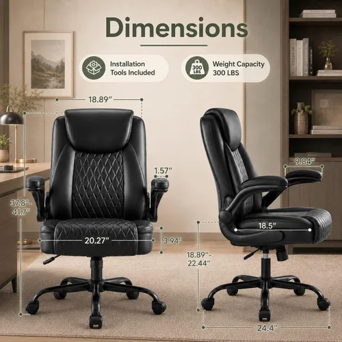 Vista 3 de GTPLAYER Black Office Desk Chair with 90° Flip-up Arm, 2 Pack