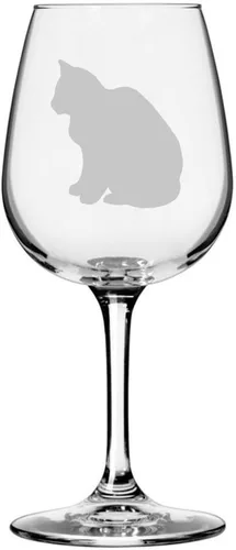 Vista 147 de Copa de vino de 12.75 onzas con temática de gato abisinio grabada para todo uso