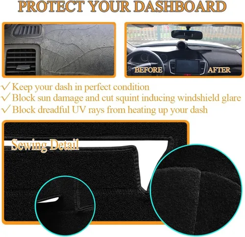 Vista 5 de Tapete de cubierta de tablero personalizado para Ford F150 F250 F350 Pickup Truck 1992 1993 1994 1995 1996, tapete para cubierta de salpicadero Negro