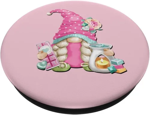 Vista 2 de Gnomio para hacer jabón rosa para mujer, divertido gnomo para la vida de la abuela, PopSockets intercambiables PopGrip