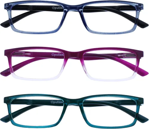 Vista 19 de OPULIZE SEE - Gafas de lectura con bloqueo de luz azul para mujeres y hombres, marco estrecho, bisagras de resorte, anteojos de juegos para negro