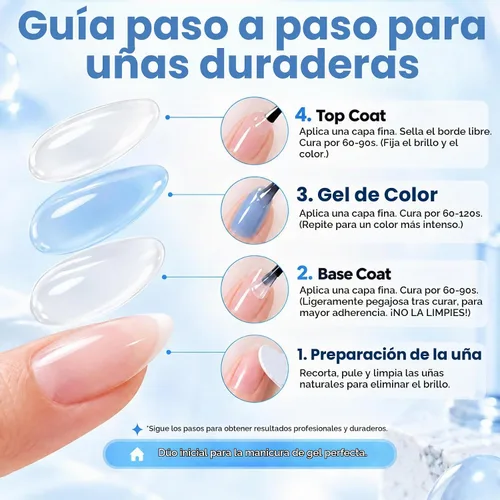 Vista 7 de VibeFusion Kit de base y capa superior de gel 2x15ml sin HEMA sin TPO Kit de gel base y capa superior: base de adhesión fuerte, parte superior