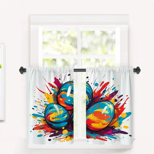 Vista 42 de Cortinas opacas de poliéster multicapa marrón con diseño de bosque natural, 2 unidades, 26 x 24 pulgadas