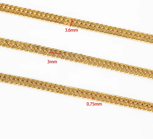 Vista 5 de YOUBEIYEE Cadenas de acero inoxidable de 16.4 pies para hacer joyas, rollo de cadena cubana chapado en oro con cierre de langosta para pulseras Oro