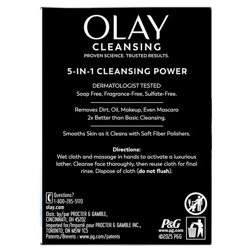 Vista 12 de Olay 4 en 1 Paños fragancia y jabón Facial diaria gratuita para piel sensible 33 unidades, embalaje puede variar, Fragrance & Soap Free Daily Facial