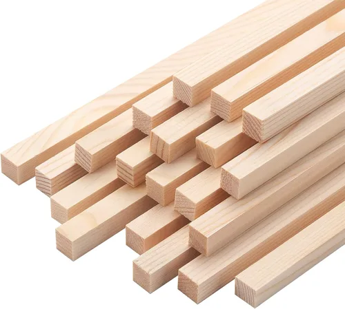 Vista 11 de Tacos de madera para manualidades de 1/2 x 6 pulgadas, 20 varillas cuadradas de madera, palos de madera sin terminar, pequeñas tiras de madera