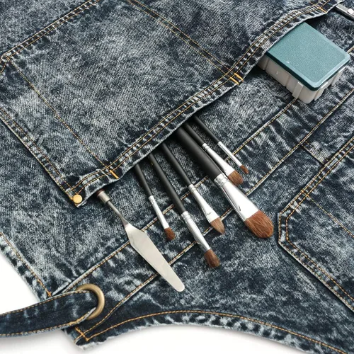 Vista 6 de Jeanerlor Delantal de trabajo de algodón con bolsillos para mujeres y hombres con correas cruzadas y ajustable S a XXXL 2 tamaños