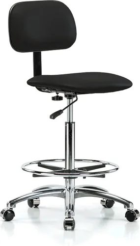 Vista 14 de Perch - Silla de laboratorio cromada con respaldo ajustable, altura del escritorio de 17 a 22 pulgadas, tela negra
