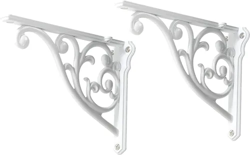 Vista 85 de Soportes de estante de 4 pulgadas, paquete de 4 soportes de pared de latón antiguo de alta resistencia, estantes decorativos de cocina victoriana