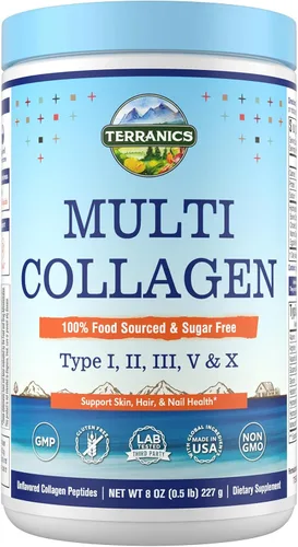 Vista 10 de Terranics Polvo de péptidos de colágeno múltiple, colágeno hidrolizado tipo I II III V X para mujeres y hombres, suplementos de colágeno, disolución