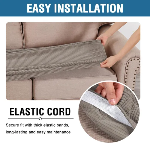 Vista 393 de H.VERSAILTEX Fundas de Cojín de Asiento Individuales Super Elásticas Fundas de Sofá Fundas de Cojín de Sofá Fundas Deslizables Juegos Tela de Sarga
