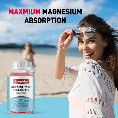 Vista 8 de Gomitas de glicinato de magnesio de 500 mg para adultos, apoyo para dormir, gomitas de magnesio masticables para mujeres y hombres, alivio muscular