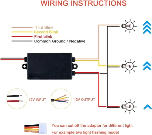 Vista 2 de Luz LED universal para coche, 12 V, 3 pasos, secuencial, dinámico, persecución dinámica, módulo, cajas de módulo, controlador para señal de giro
