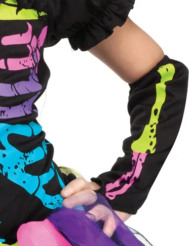 Vista 5 de Fun World Disfraz de esqueleto punk Funky para niñas pequeñas