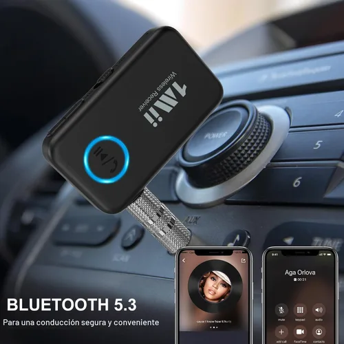 Vista 2 de 1Mii Receptor de música Bluetooth 5.3 para estéreo de coche/hogar, adaptador Bluetooth auxiliar para automóvil con control de volumen, soporta