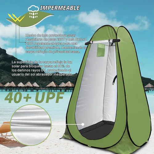 Vista 3 de Anngrowy Pop Up Privacy Shower Tent - Portable Outdoor Camping Bathroom Toilet Changing Dressing Room - UPF40+ Waterproof