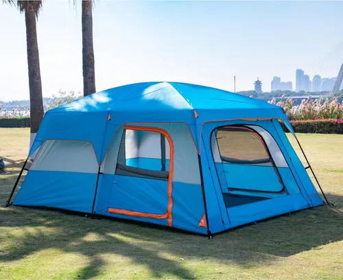 Vista 13 de KTT Extra Large Tent 10-12-14 Person(Style-B),Family Cabin Tents,2 Rooms,3 Doors and 3 Windows with Mesh,Straight Wall,Waterproof,Double Layer,Big