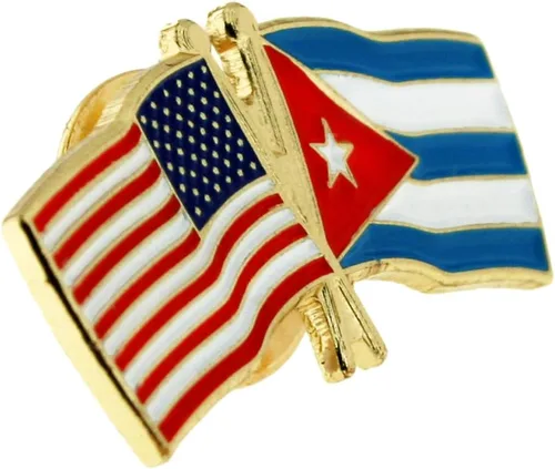 Vista 62 de PinMart Pin de solapa esmaltado con bandera de la amistad cruzada de Estados Unidos y el mundo