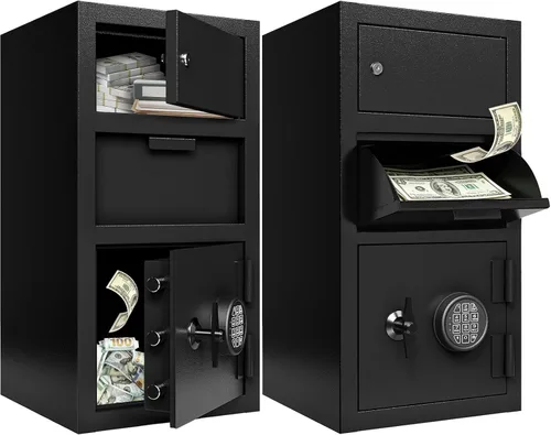 Vista 12 de Caja fuerte de depósito ignífuga de 2.0 pies cúbicos, caja de seguridad con ranura de depósito frontal y cerradura con combinación digital