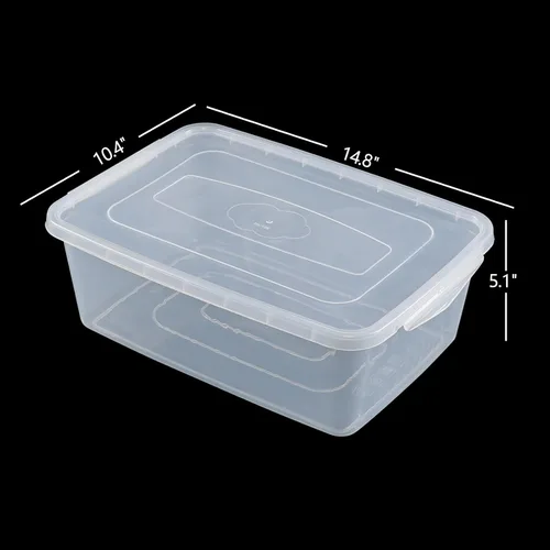 Vista 3 de Caja transparente de 14 cuartos de galón, contenedores de almacenamiento de plástico con tapas, juego de 4