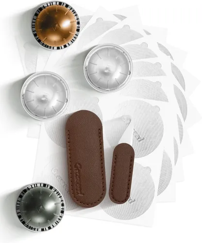 Vista 9 de Grasseed Kit de cápsulas reutilizables VertuoLine para cápsulas Nespresso con 50 tapas de sellos de papel de aluminio, cápsulas de café recargables