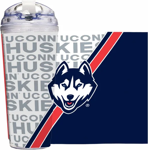 Vista 64 de Rico Industries Taza acrílica NCAA estándar de 24 onzas con tapa con bisagra, taza de doble pared oficialmente licenciada con pajita